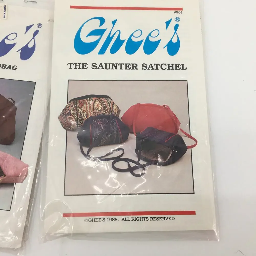VIntage Ghee's Sewing Pattern Empress Handbag Saunter Satchel Clutch Purse Bag